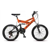Bicicleta Infantil Unissex Aro 20 GPS Dupla Suspensão 21 marchas - Laranja Neon - Colli Bike