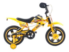 Bicicleta Infantil Unitoys Moto Cross Aro 16 Amarelo