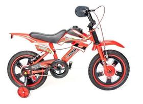 Bicicleta Infantil Unitoys Moto Cross Aro 16 Freios V-brakes Cor Vermelho Com Rodas De Treinamento