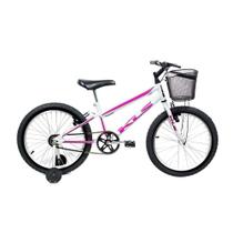 Bicicleta Kls Free Aro 20 Freio V-Brake Branco/Pink Com Roda Lateral Feminina