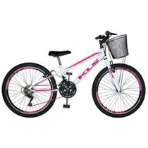 Bicicleta Kls Sport Gold Aro 24 Freio V-Brake 21 Marchas Branco/Pink Feminina