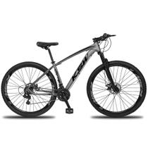 Bicicleta ksw xlt-100 Aro 29 Cinza e Preto 21V + BRINDE DESCANSO LATERAL