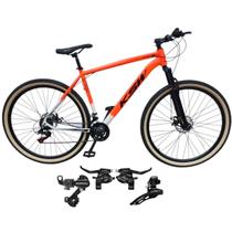Bicicleta Ksw Xlt Aro 29 21v Freios Mecanicos Cambios Shimano Mais Trocadores Pneu Faixa Amarela.