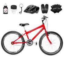 Bicicleta Masculina Aro 24 Aero + Kit Proteção Sem Marcha Freio V-brake
