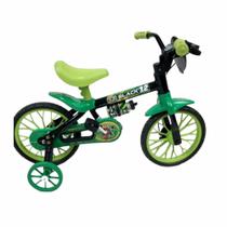 Bicicleta Masculina Infantil Nathor Black Aro 12 Freios Tambor Cor Preto/verde