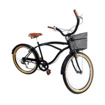 Bicicleta masculino Aro 26 Retro Com Cestinha de metal - Maria Clara Bikes