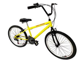 Bicicleta masculino aro 26 tipo bmx 6 marchas aero amarelo