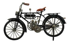 Bicicleta Motorizada Preta 18x32x7.5cm Estilo Retrô Vintage Miniatura Enfeite