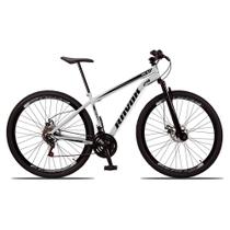 Bicicleta Mountain Bike 21 Velocidades Aço Suspensão Shimano Branco Bicicleta Mountain Bike 21 Velocidades Aço Suspensão Shimano Branco