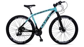 Bicicleta mountain bike aro 29 off firefly 24 marchas azul preto tam.17