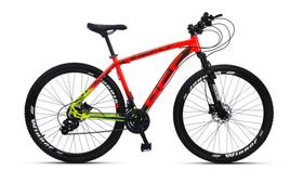 Bicicleta mountain bike aro 29 off firefly 24 marchas laranja verde tam.17