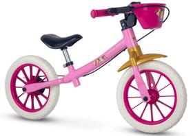 Bicicleta Nathor Aro 12 Balance Bike Princesas Rosa Amarela Bicicleta Nathor Aro 12 Balance Bike Princesas Rosa Amarela