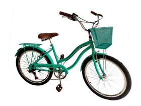 Bicicleta para menina Aro 24 Retrô com cesta metal verde