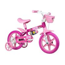 Bicicleta Para Menina Infantil Minnie Aro 12 Com Rodinhas Rosa 12"