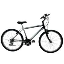 Bicicleta Passeio 18 Marchas Aro 26 Masculina Prata / Preto