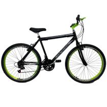 Bicicleta Passeio 18 Marchas Aro 26 Masculina Preto/Verde Neon