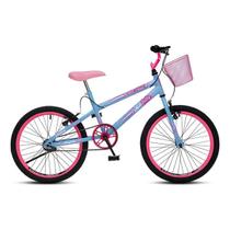 Bicicleta passeio colli bike jully aro 20 azul champanhe com cesto