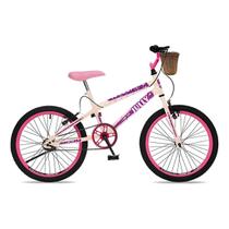 Bicicleta passeio colli bike jully aro 20 bege com cesto