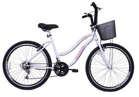 Bicicleta Passeio Feminina Aro 26 Com Cestinha 18 Marchas - Dalannio Bike