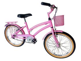 Bicicleta passeio infantil menina aro 20 com cestinha Rosa