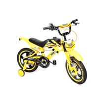 Bicicleta Passeio Infantil Unitoys Moto Cross Aro 16 Freios V-brakes Cor Amarelo Com Rodas De Treinamento