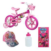 Bicicleta Patrulha Canina Skye Aro 12 Passeio 4 Itens
