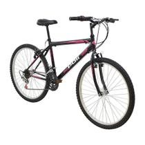 Bicicleta Polimet MTB Poli Podium Quadro 17/Aro 26/18 Velocidades Preto/Rosa 7702