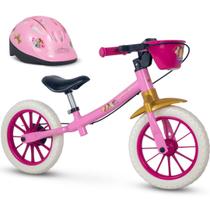 Bicicleta Princesas da Disney Bike de Equilíbrio sem Pedal com Capacete - Nathor