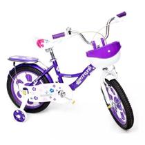 Bicicleta Princess Aro 16 Infantil Rosa e Roxa Para Meninas Unitoys