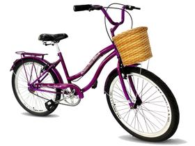 Bicicleta retrô aro 24 cestinha tipo vime s/ marchas violeta