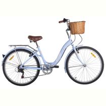 Bicicleta Retrô Aro 26 7V Azul Shimano City Cestinha - Mobele
