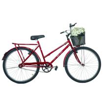 Bicicleta Retrô Aro 26 Freio V-Brake Cesta Vermelho