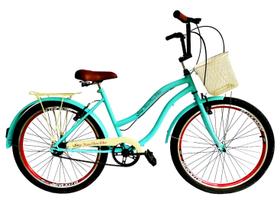 Bicicleta retrô feminina aro 26 com cesta sem marcha tiffany - Maria Clara Bikes