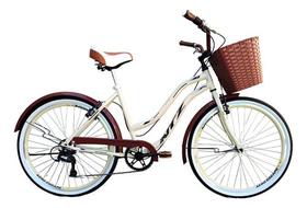 Bicicleta Retro Ntz Beach Com Marcha Conforto Bege Quadro M