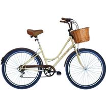 Bicicleta Retrô Vintage 6V Aro 26 DB Bege Cesta de Vime Bicicleta Retrô Vintage 6V Aro 26 DB Bege Cesta de Vime