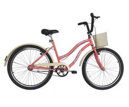 Bicicleta Retro Vintage Aro 26 Feminina Beach Salmão