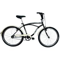 Bicicleta Retro Vintage Aro 26 Masculina Beach Preta com Bege