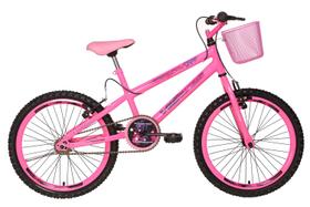 Bicicleta Rosa Aro 20 infantil Menina Rosa Infantil Splash Girl Apoio Lateral Cestinha Freio V-Brake Vellares Bike - Colli