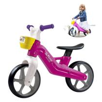 Bicicleta Rosa Infantil Sem Pedal Banco Ajustável e Cestinha Bicicleta Rosa Infantil Sem Pedal Banco Ajustável e Cestinha