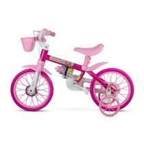 Bicicleta Rosa Nathor Flower Infantil Aro 12 Menina Cestinha Rosa