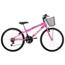 Bicicleta Safira Mountain Bike Aro 24 Quadro Aço 18 Marchas V-Brake Rosa Chicle Mormaii Bicicleta Safira Mountain Bike Aro 24 Quadro Aço 18 Marchas V-Brake Rosa Chicle Mormaii