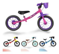 Bicicleta sem pedal Infantil Equilíbrio Balance Nathor Aro 12 Pink com cestinha 2 a 4 anos