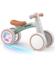 Bicicleta SEREED Colorful Lighting Baby Balance, brinquedos para meninos e meninas de 1 ano, bicicleta de equilíbrio infantil de 12 a 24 meses com 4 rodas silenciosas, presente de primeiro aniversário (verde)