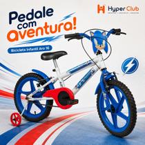 Bicicleta Sonic Aro 16 Infantil Com Rodinhas Bike de criança Sonic freio v-brake
