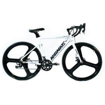 Bicicleta Speed Aro 700 Bike 16V AeroEdge Roda Liga de Alumínio Magnésio Freio a Disco Quadro Alumínio Resistente Leve Cor Branco - WCT FITNESS