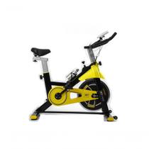 Bicicleta Spinning Com Roda De Inercia 8kg Preto E Amarelo Bicicleta Spinning Com Roda De Inercia 8kg Preto E Amarelo