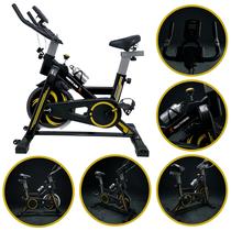 Bicicleta Spinning Ergométrica 13 Kg Preta e Amarela Roda de Inercia até 130kg Mecânica Desempenho e Estilo para Seus Treinos Potência em Movimento - EVOLUX