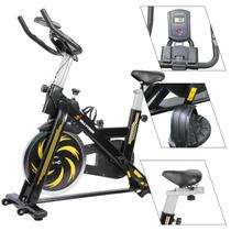 Bicicleta Spinning Ergométrica 13 Kg Preta e Amarela Roda de Inercia até 130kg Mecânica Desempenho e Estilo para Seus Treinos Potência em Movimento Bicicleta Spinning Ergométrica 13 Kg Preta e Amarela Roda de Inercia até 130kg Mecânica Desempenho e Estilo para Seus Treinos Potência em Movimento