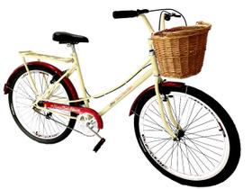 Bicicleta tipo ceci barra forte aro 26 com cesta vime mary
