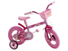 Bicicleta Track Bikes Arco-Íris Aro 12 Rodinhas Laterais com Cesto